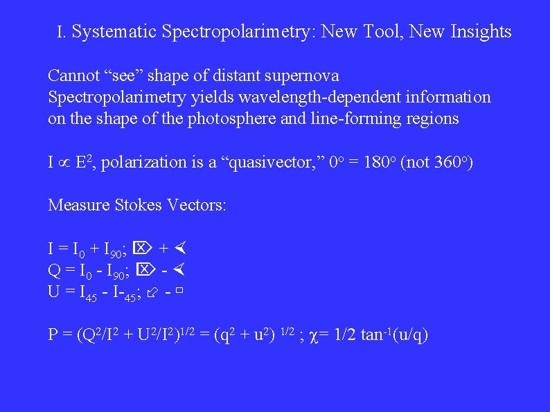 I. Systematic Spectropolarimetry: New Tool, New Insights Cannot “see” shape of distant supernova Spectropolarimetry