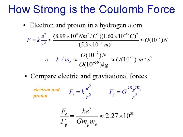 How Strong is the Coulomb Force 