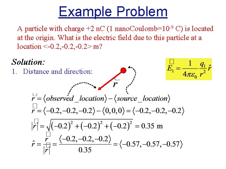 Example Problem A particle with charge +2 n. C (1 nano. Coulomb=10 -9 C)
