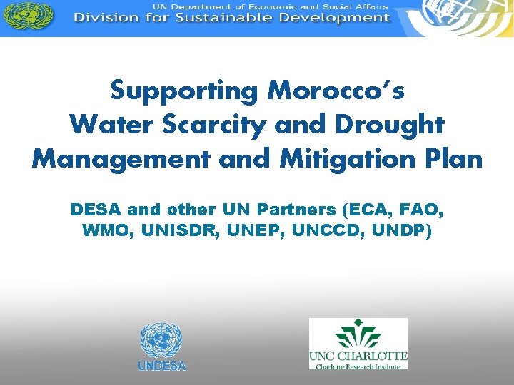 Supporting Morocco’s Water Scarcity and Drought Management and Mitigation Plan DESA and other UN