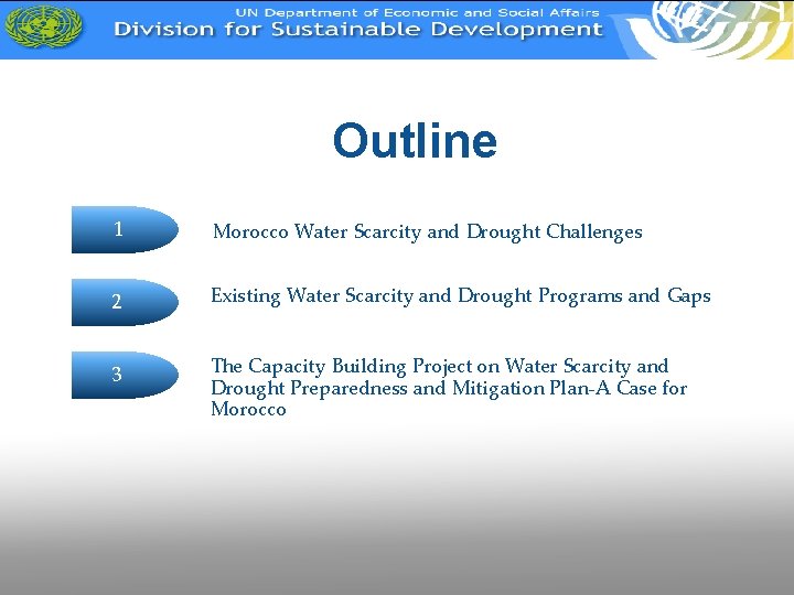 Outline 1 Morocco Water Scarcity and Drought Challenges 2 Existing Water Scarcity and Drought