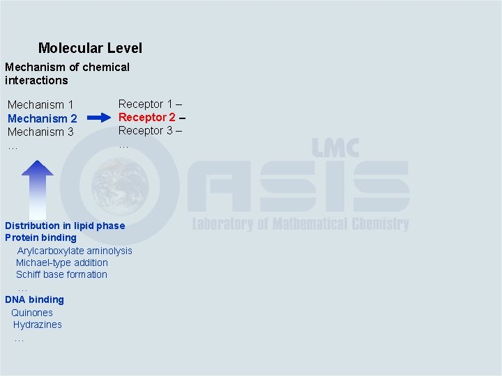 Molecular Level Mechanism of chemical interactions Mechanism 1 Mechanism 2 Mechanism 3 … Receptor