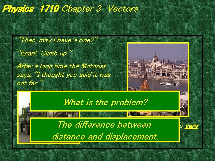 Physics 1710 Chapter 3 Vectors “Then, may I have a ride? ” “Egan! Climb