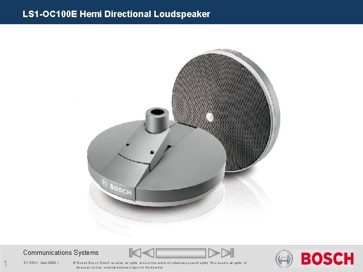 LS 1 -OC 100 E Hemi Directional Loudspeaker Communications Systems 1 ST-SRO | May