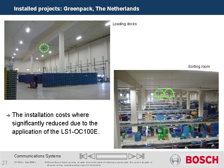 Installed projects: Greenpack, The Netherlands Loading docks Sorting room è The installation costs where