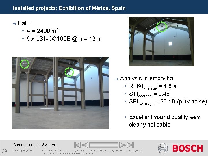 Installed projects: Exhibition of Mérida, Spain è Hall 1 • A = 2400 m