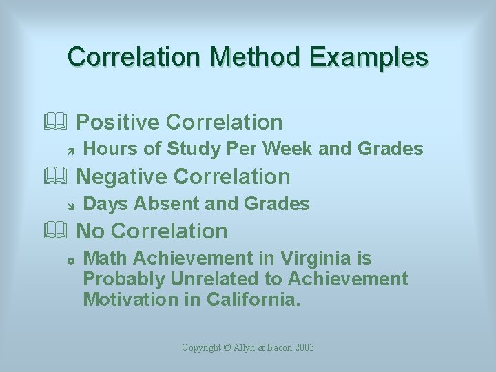 Correlation Method Examples & Positive Correlation ì Hours of Study Per Week and Grades