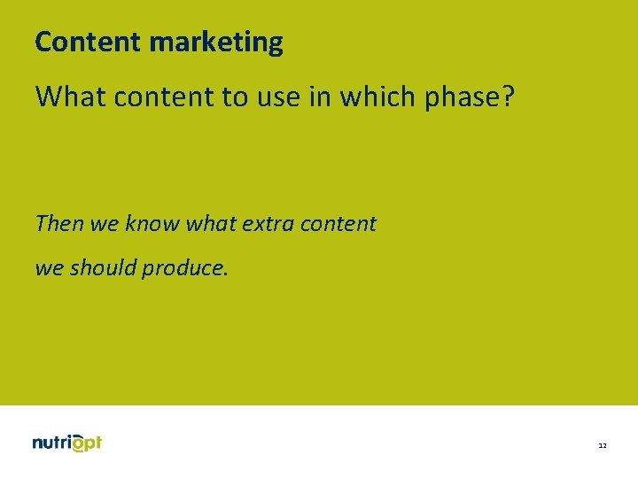 Content marketing What content to use in which phase? Then we know what extra