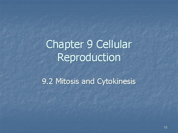 Chapter 9 Cellular Reproduction 9. 2 Mitosis and Cytokinesis 16 