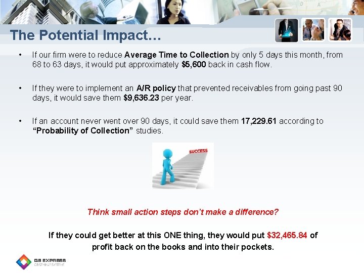 The Potential Impact… • If our firm were to reduce Average Time to Collection