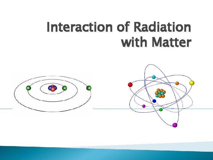 Interaction of Radiation with Matter Interaction of Radiation with Matter