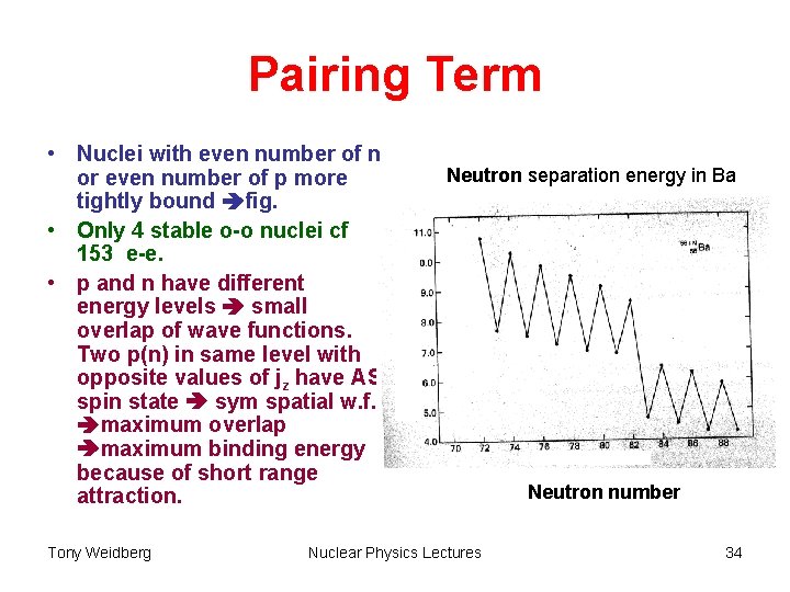 Pairing Term • Nuclei with even number of n or even number of p