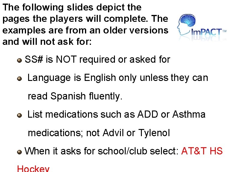 The following slides depict the pages the players will complete. The examples are from The following slides depict the pages the players will complete. The examples are from