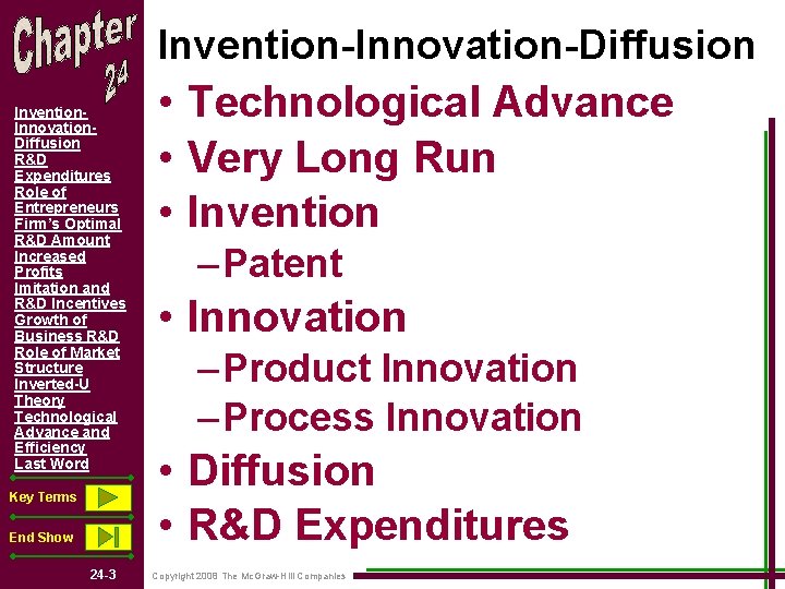 Invention-Innovation-Diffusion Invention. Innovation. Diffusion R&D Expenditures Role of Entrepreneurs Firm’s Optimal R&D Amount Increased