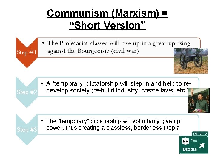 Communism (Marxism) = “Short Version” • A “temporary” dictatorship will step in and help