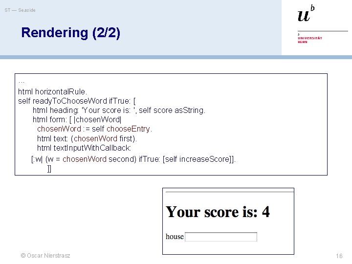 ST — Seaside Rendering (2/2) . . . html horizontal. Rule. self ready. To.