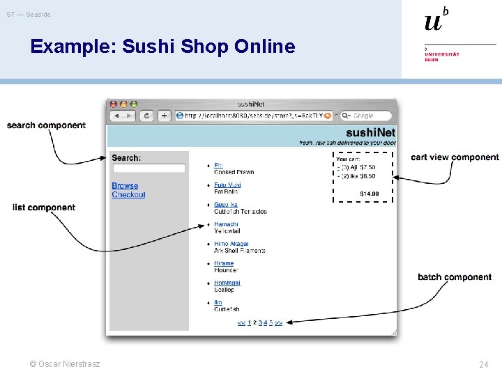 ST — Seaside Example: Sushi Shop Online © Oscar Nierstrasz 24 