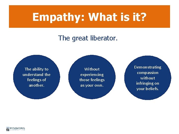 Empathy: What is it? The great liberator. The ability to understand the feelings of