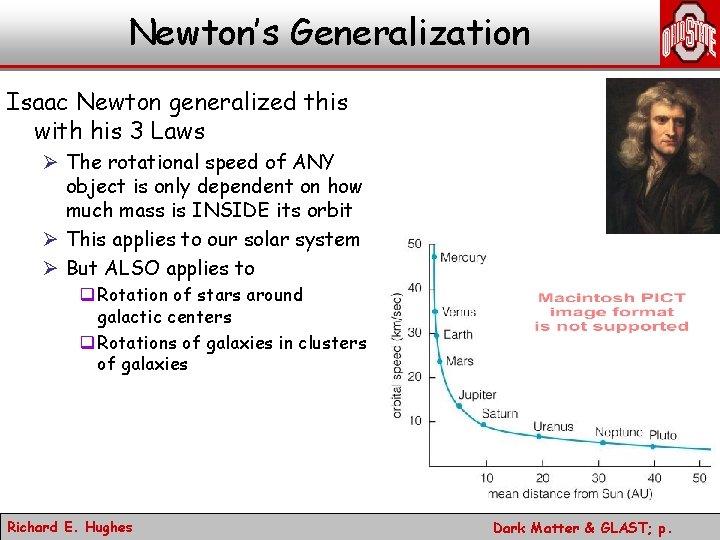 Newton’s Generalization Isaac Newton generalized this with his 3 Laws Ø The rotational speed