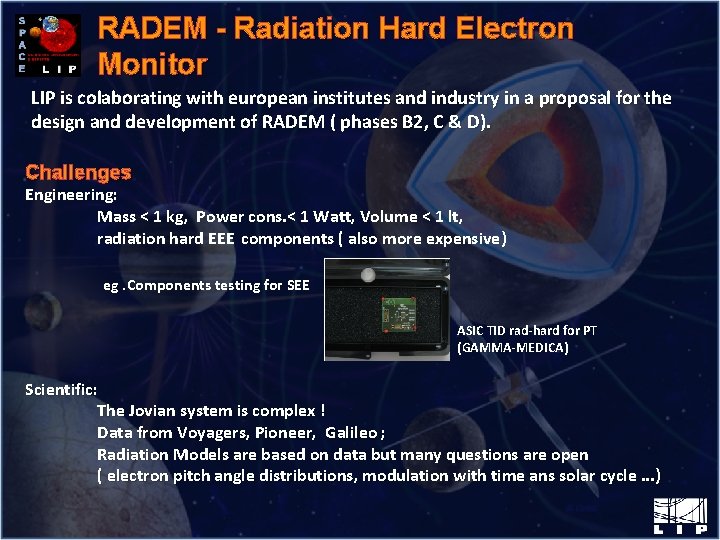 RADEM - Radiation Hard Electron Monitor LIP is colaborating with european institutes and industry