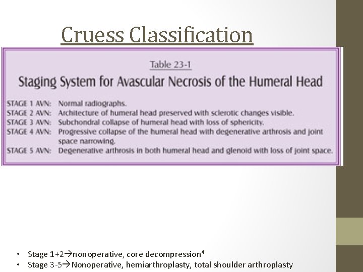 Cruess Classification • Stage 1+2 nonoperative, core decompression 4 • Stage 3 -5 Nonoperative,