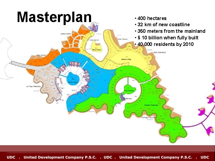 Masterplan • 400 hectares • 32 km of new coastline • 350 meters from Masterplan • 400 hectares • 32 km of new coastline • 350 meters from