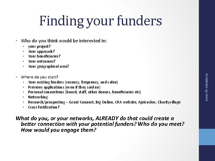 Finding your funders • Who do you think would be interested in: your project? Finding your funders • Who do you think would be interested in: your project?