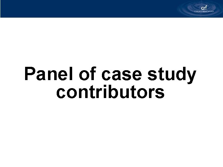 Panel of case study contributors 