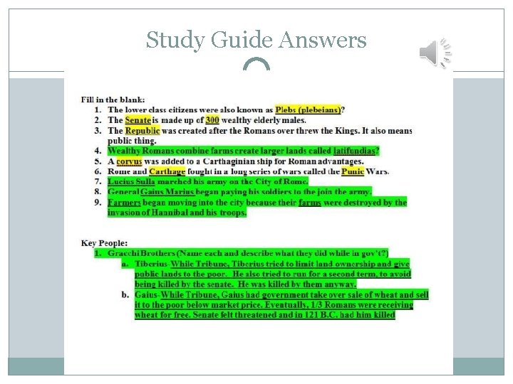 Study Guide Answers Study Guide Answers