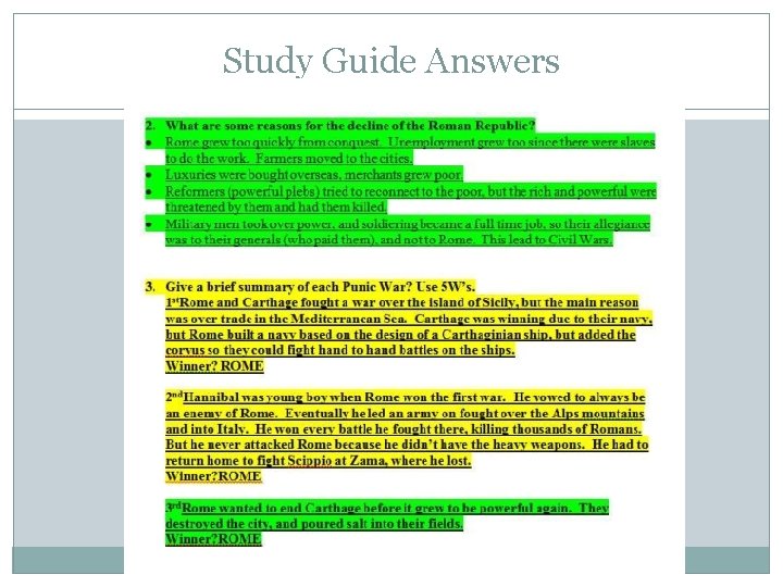 Study Guide Answers Study Guide Answers