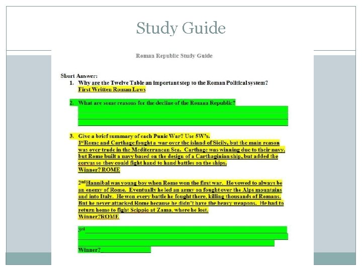 Study Guide Study Guide