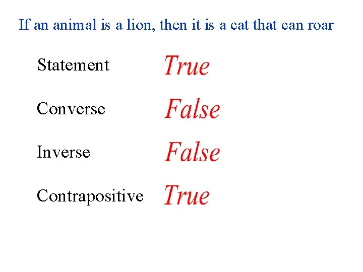 If an animal is a lion, then it is a cat that can roar