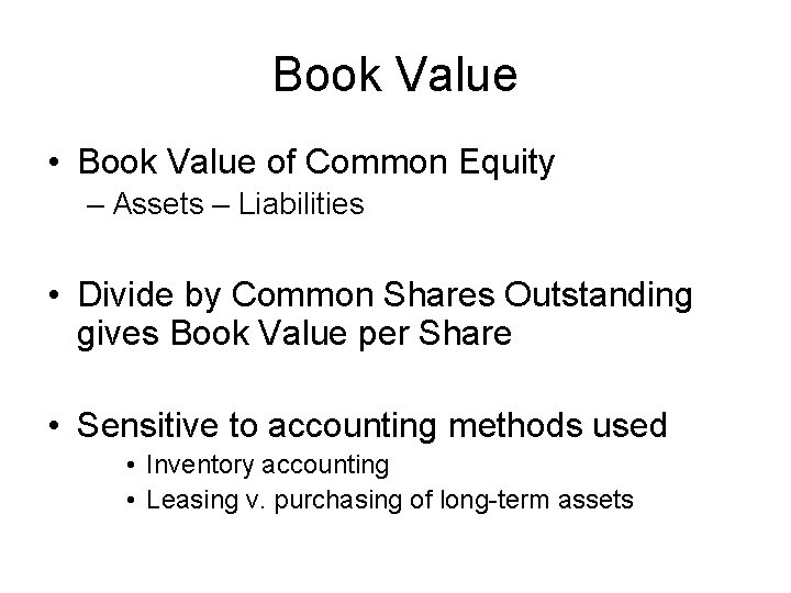 Equity Valuation Methods Balance Sheet Models Discounted Cash