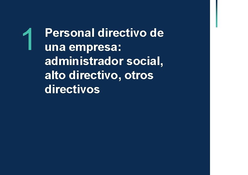 1 Personal directivo de una empresa: administrador social, alto directivo, otros directivos 