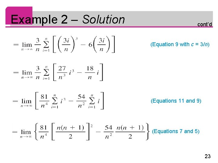 Example 2 – Solution cont’d (Equation 9 with c = 3/n) (Equations 11 and