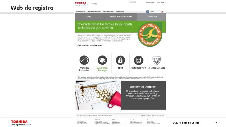 Web de registro © 2015 Toshiba Europe 7 