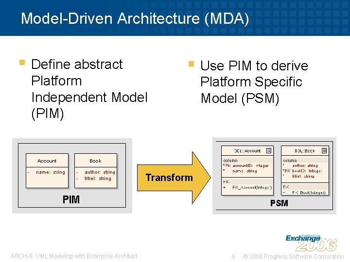 Model-Driven Architecture (MDA) § Define abstract Platform Independent Model (PIM) § Use PIM to Model-Driven Architecture (MDA) § Define abstract Platform Independent Model (PIM) § Use PIM to