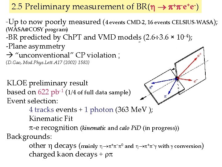 2. 5 Preliminary measurement of BR( -e+e-) -Up to now poorly measured (4 events