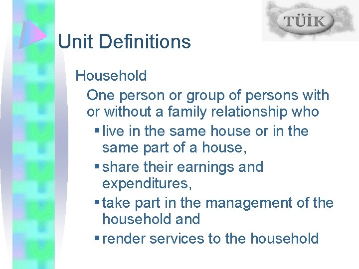 Unit Definitions Household One person or group of persons with or without a family