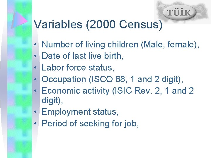 Variables (2000 Census) • • • Number of living children (Male, female), Date of