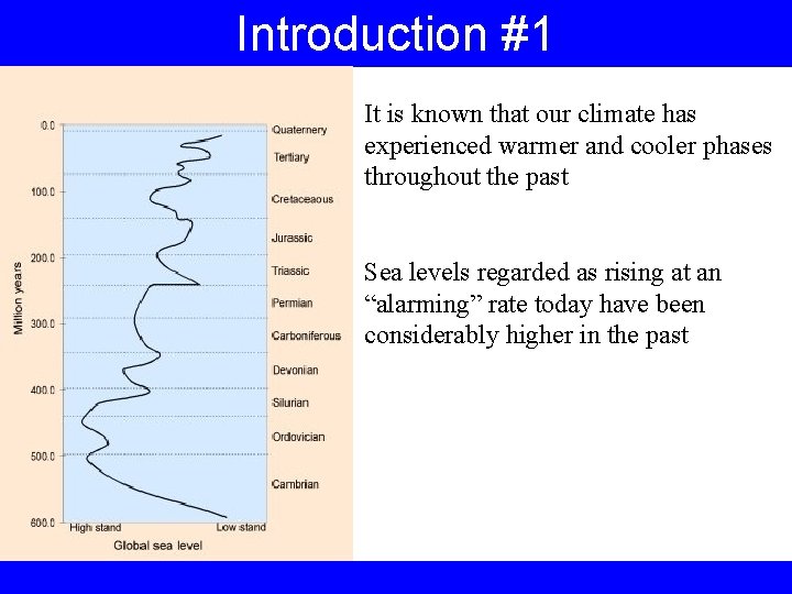 Introduction #1 It is known that our climate has experienced warmer and cooler phases