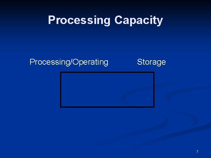 Processing Capacity Processing/Operating Storage 7 