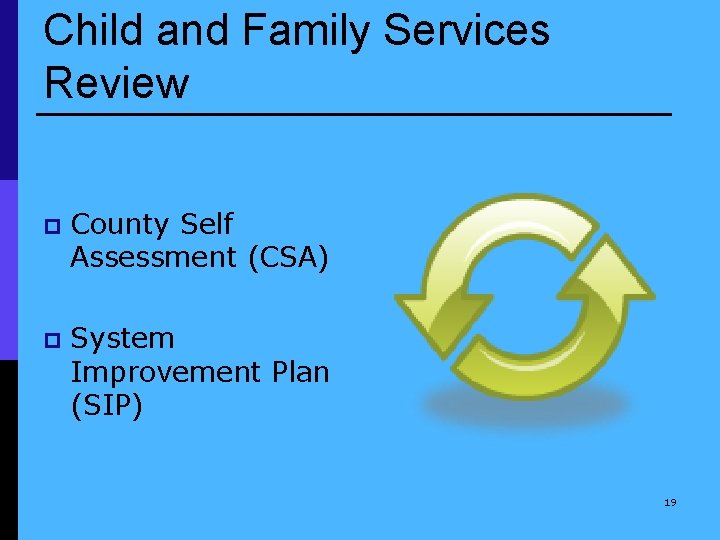 Child and Family Services Review p County Self Assessment (CSA) p System Improvement Plan