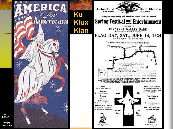 Ku Klux Klan (mid 1920 s) (Private Collection Copyright 1997 State Historical Society of