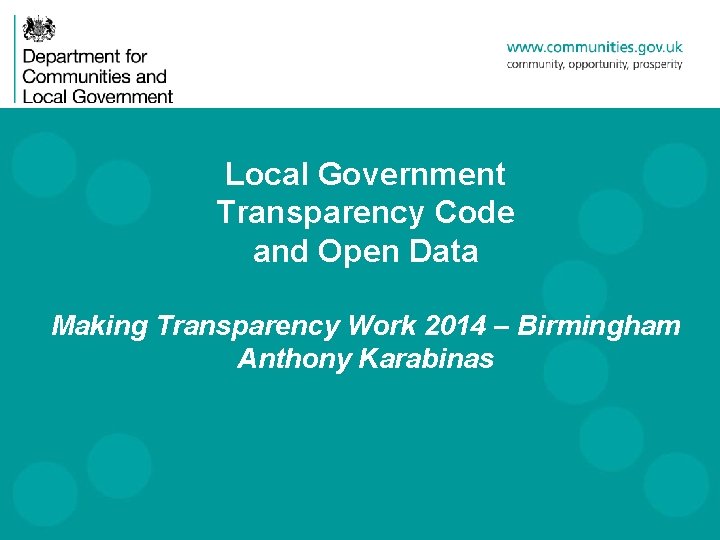 Local Government Transparency Code and Open Data Making
