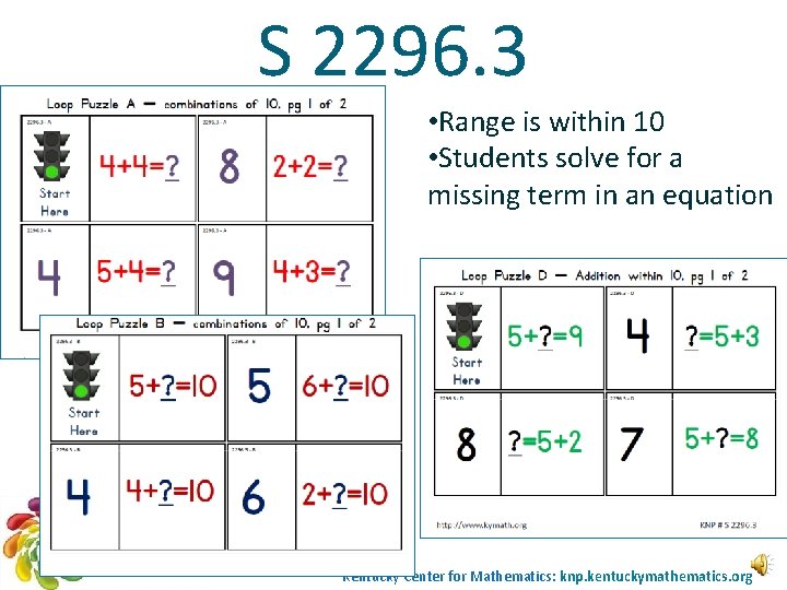 S 2296. 3 • Range is within 10 • Students solve for a missing S 2296. 3 • Range is within 10 • Students solve for a missing