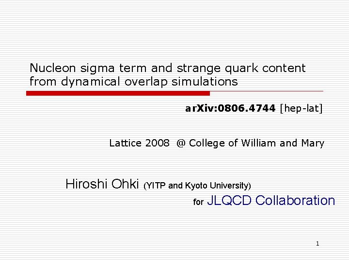 Nucleon sigma term and strange quark content from dynamical overlap simulations ar. Xiv: 0806.