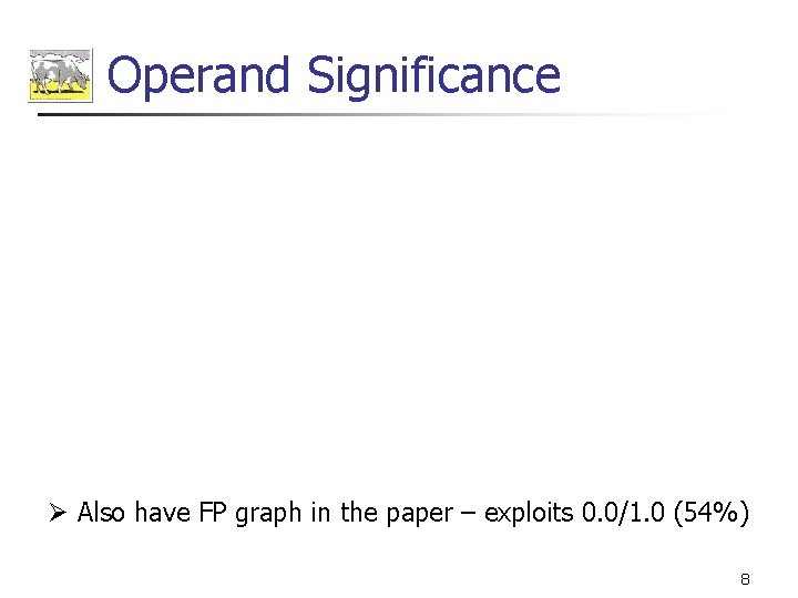 Operand Significance Ø Also have FP graph in the paper – exploits 0. 0/1.