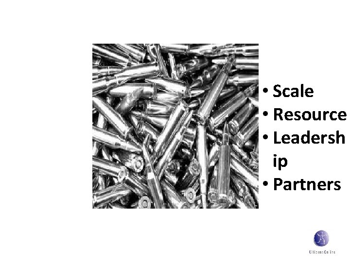  • Scale • Resource • Leadersh ip • Partners 