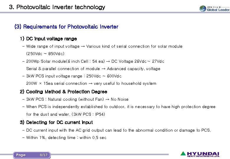 3. Photovoltaic Inverter technology (3) Requirements for Photovoltaic Inverter 1) DC input voltage range